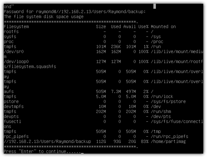 file system disk space usage