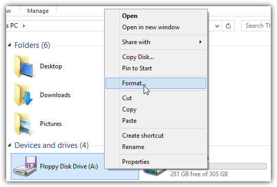 format floppy drive