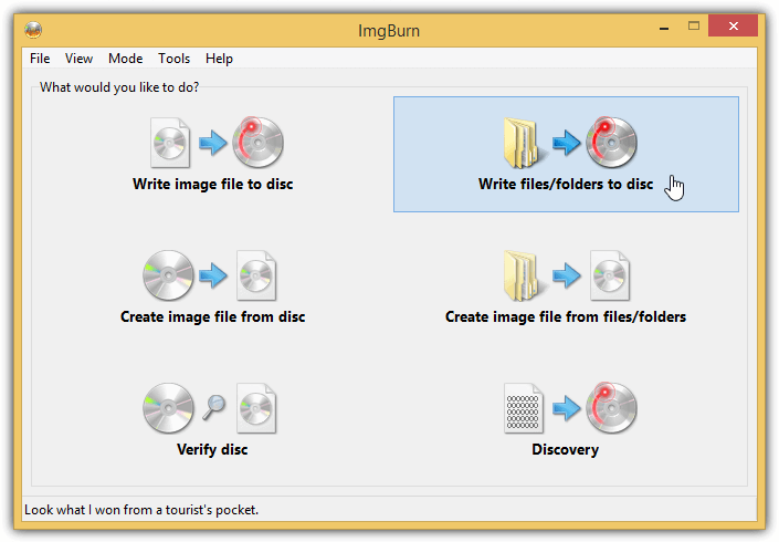 imgburn write files folders to disc