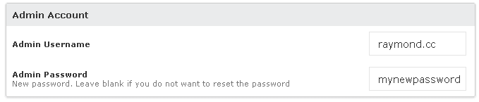 softaculous admin account new password