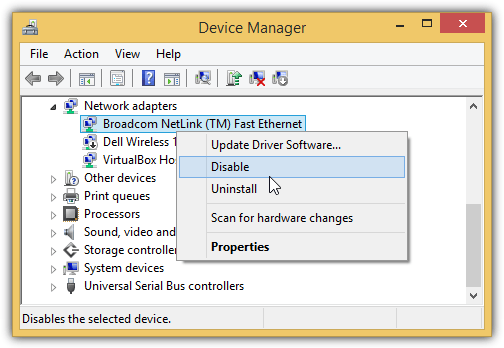 disable device driver