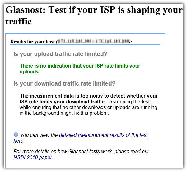 glasnost bittorrent test result