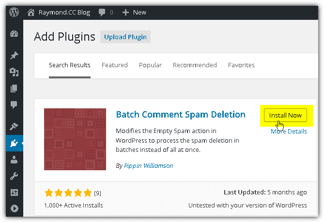 install batch comment spam deletion