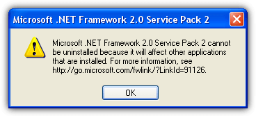 net framework cannot be uninstalled