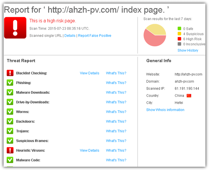 web inspector report