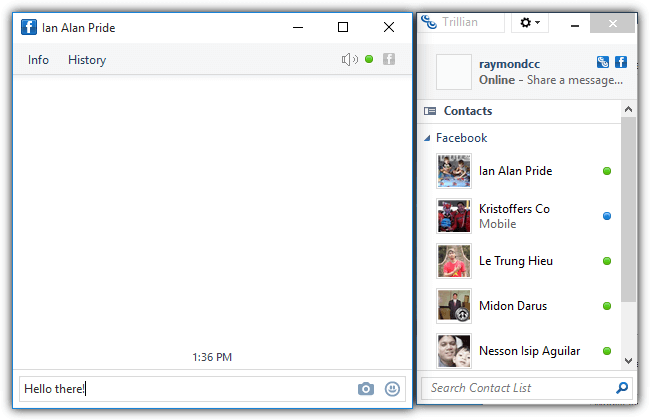 facebook chat on trillian