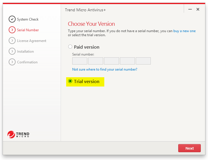 install trend micro trial version
