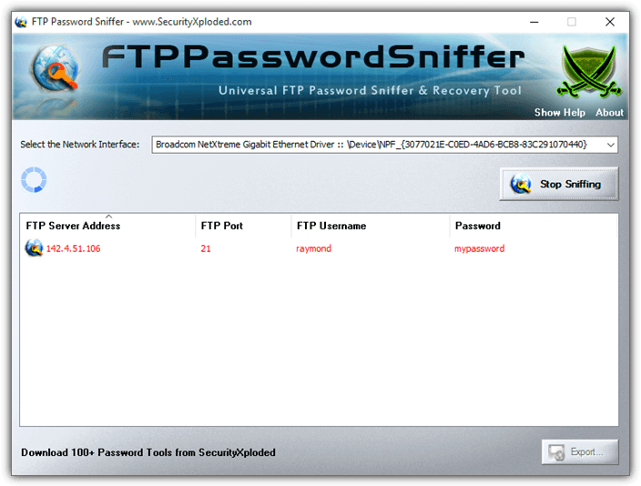 ftp password sniffer