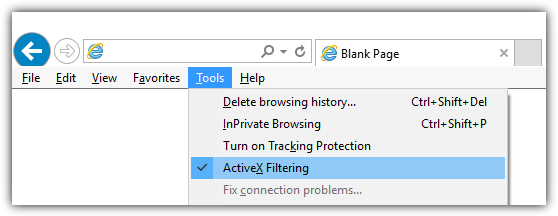 turn off activex filtering