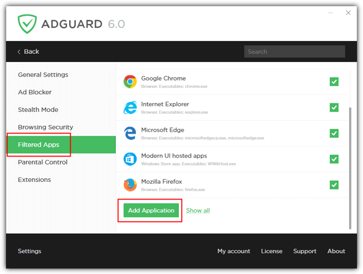 adguard filtered apps