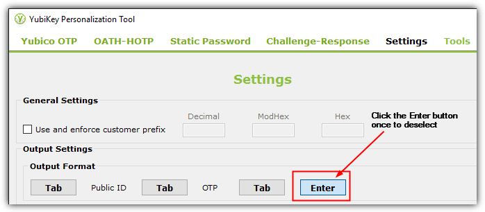disable enter output format