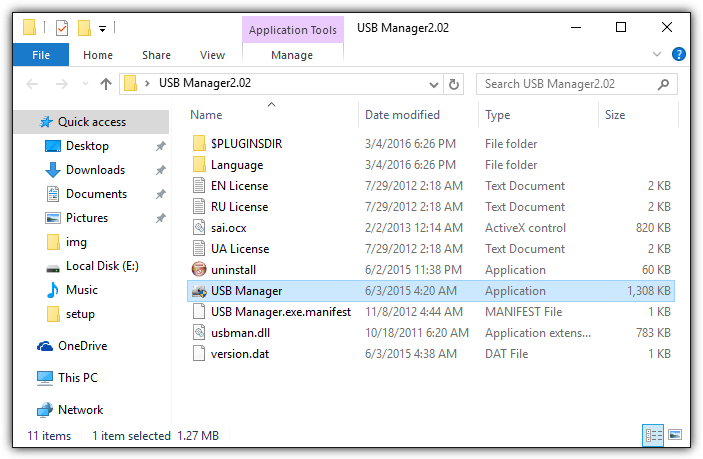 extract and run usb manager
