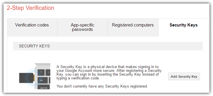 google add security keys