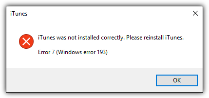 itunes not installed correctly