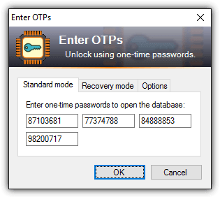 keepass enter otps