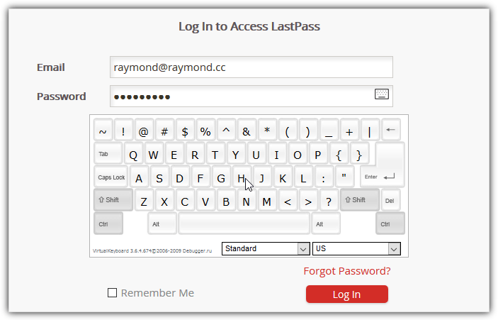 lastpass screen keyboard