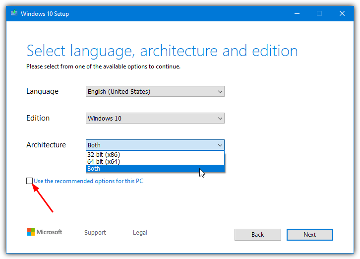 Media creation tool setup