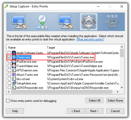 thinapp entry points