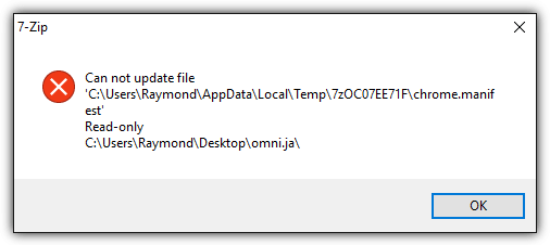 can not update file read-only