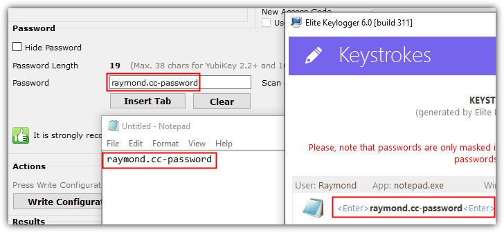 yubikey static password keylogged