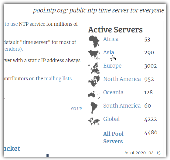 Ntp pool project active servers