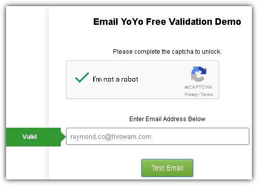 email yoyo free validation demo