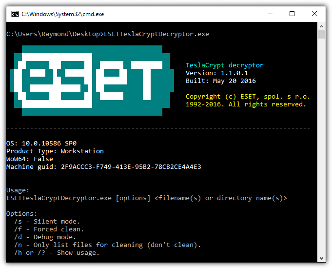 eset teslacrypt decryptor