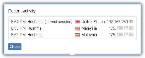hushmail recent activity