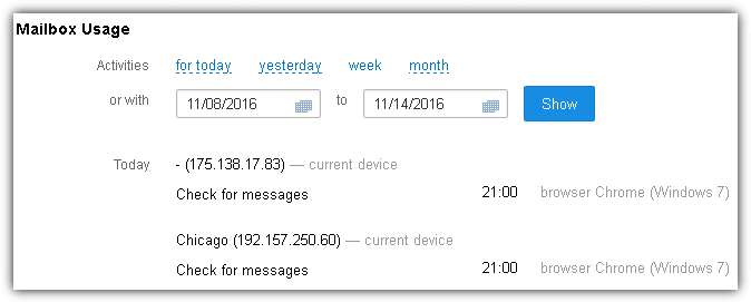 mailru mailbox usage activities