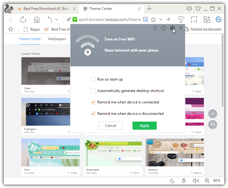 uc browser wifi themes