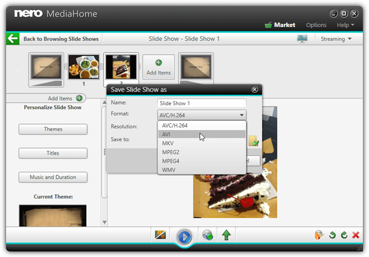nero mediahome slide show