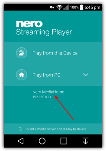 nero streaming player for android