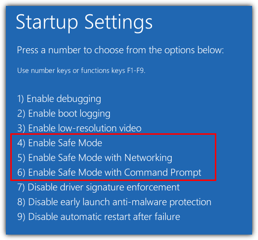 enabled safe mode in windows 10