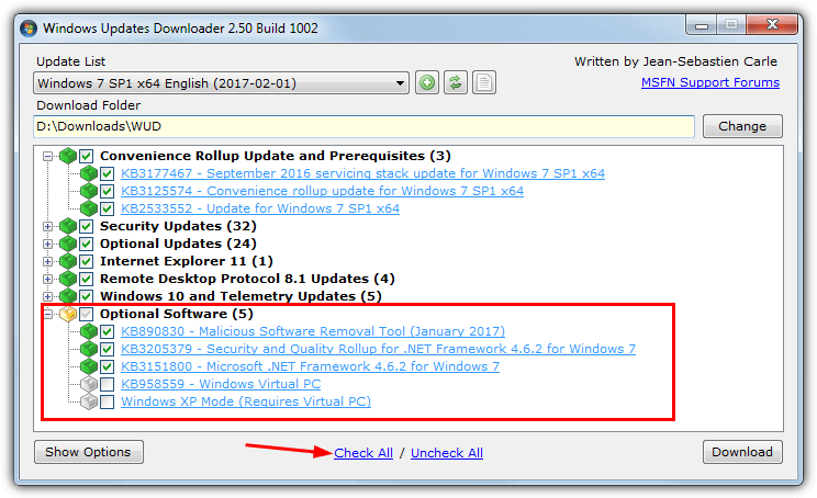 check required updates in WUD