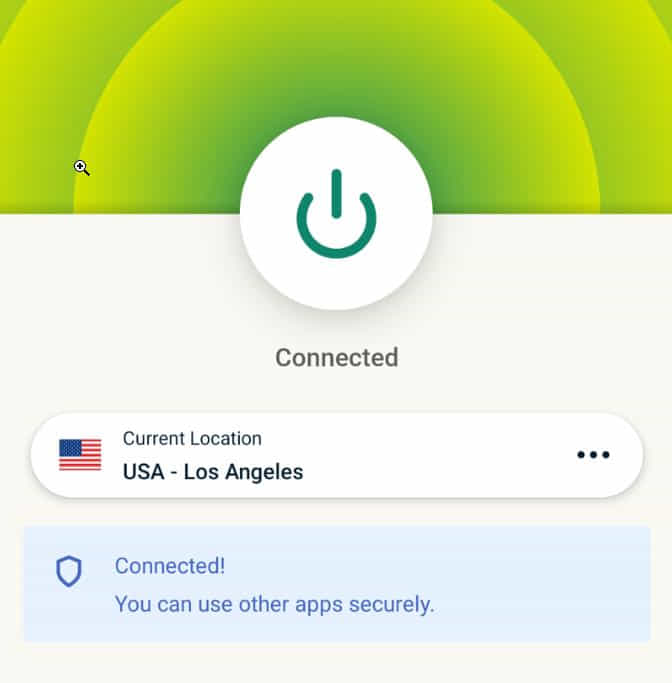 Image displays how ExpressVPN is connected