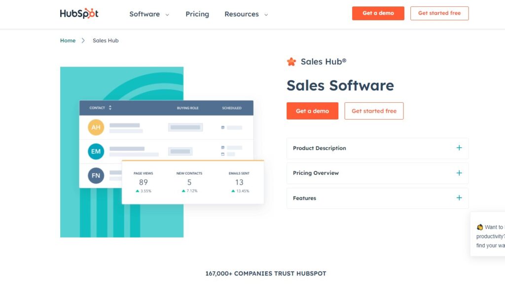 HubSpot CRM for sales and marketing