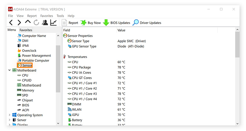 AIDA64 system stability page
