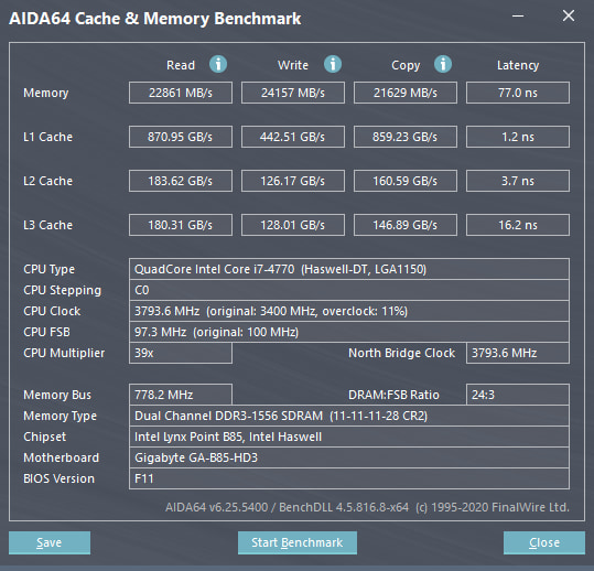 AIDA64 test ram tool