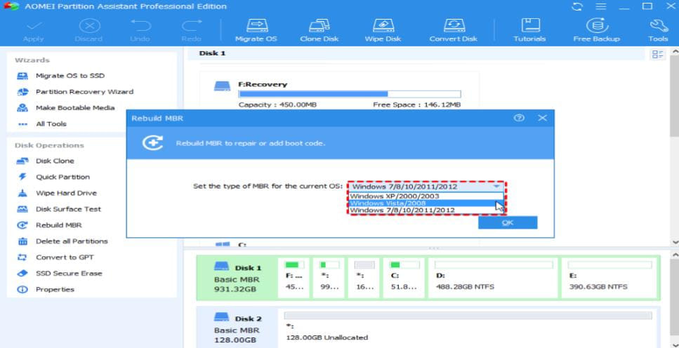 Amoei MBR repair dashboard