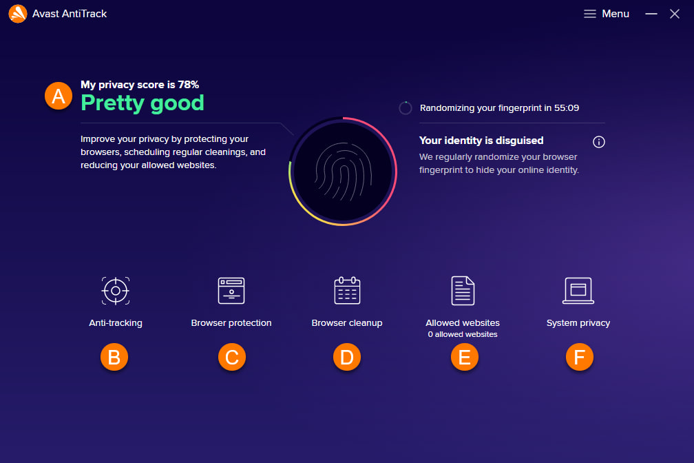 Avast Privacy Score page