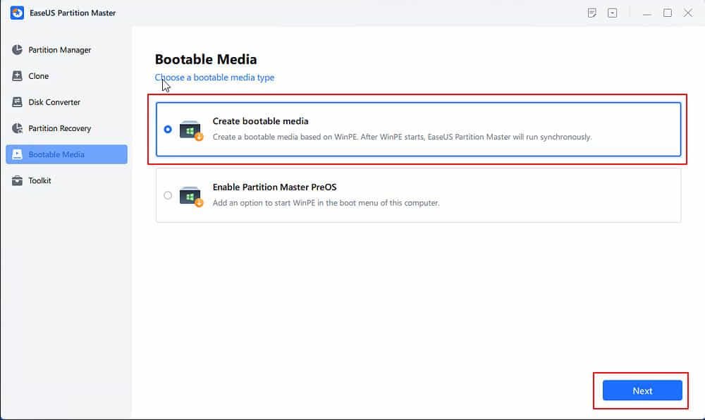 Bootable Media on EaseUS