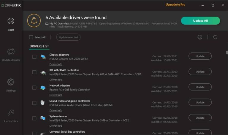 DriverFix scan homepage