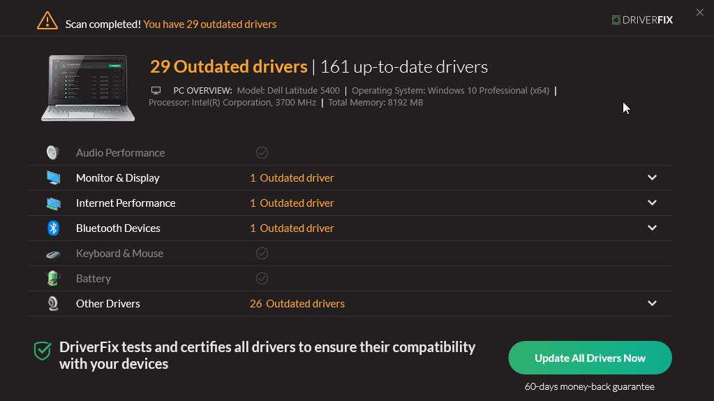 Image displays outdated drivers that require an update on DriverFix