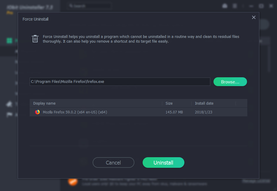 IObit force uninstall homepage