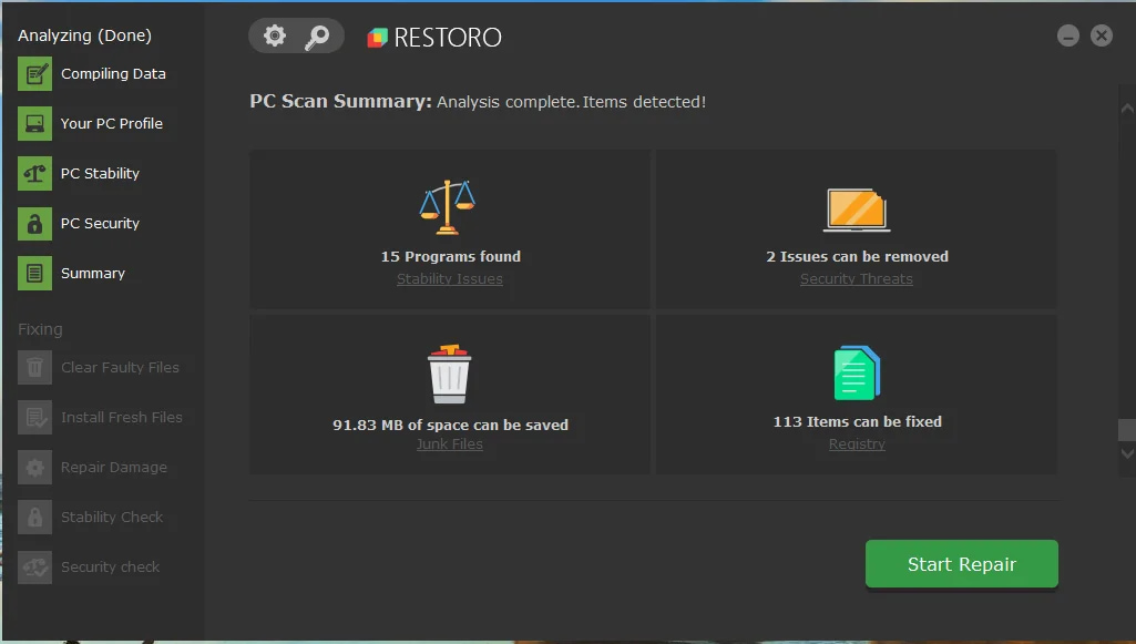 Restoro DLL dependency repair tool