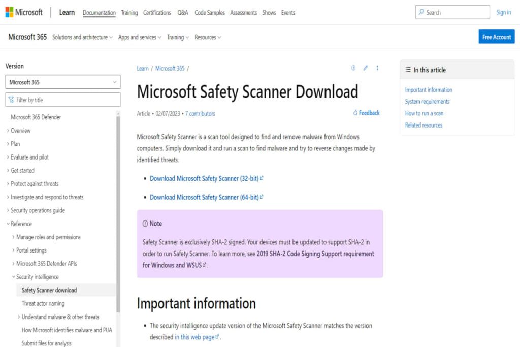 Microsoft Safety Scanner Emergency Kit