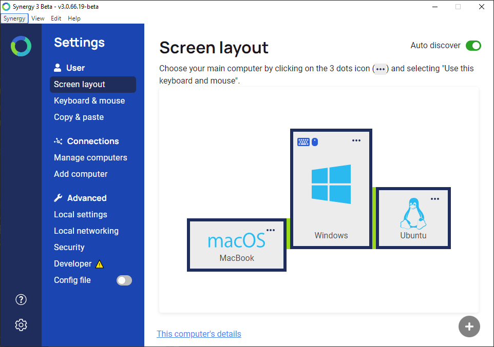 Synergy keyboard and mouse-sharing software