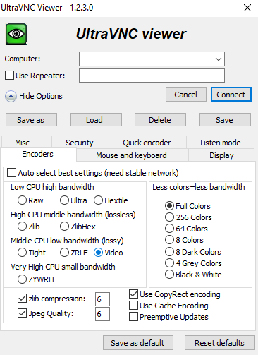 UltraVNC connecting to a virtual PC or app