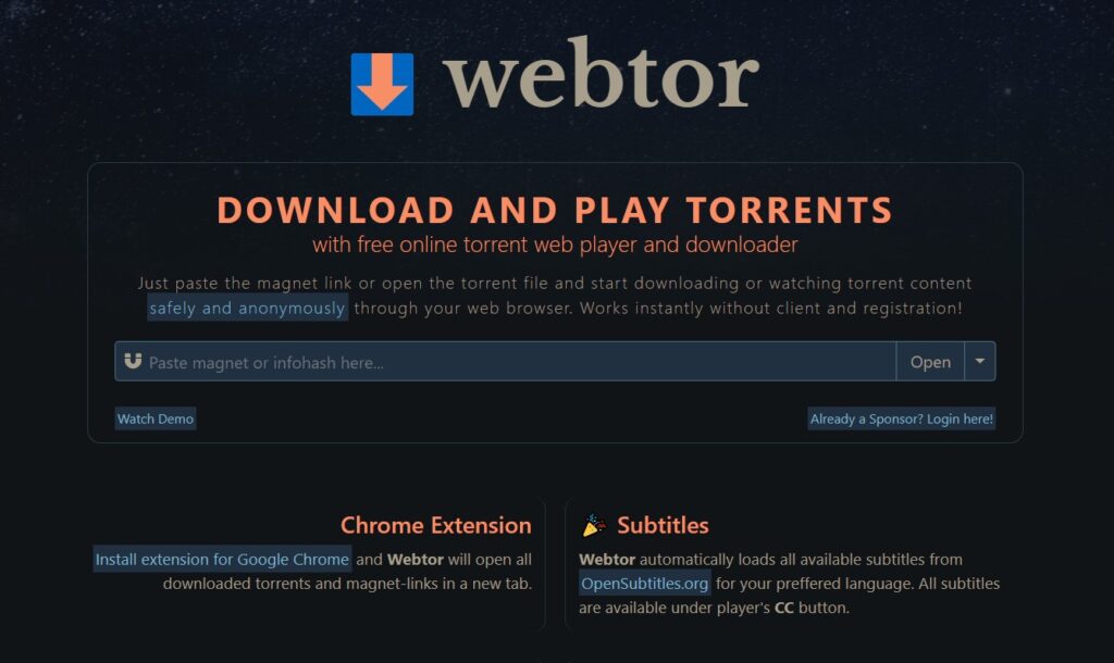 Webtor torrent file downloader