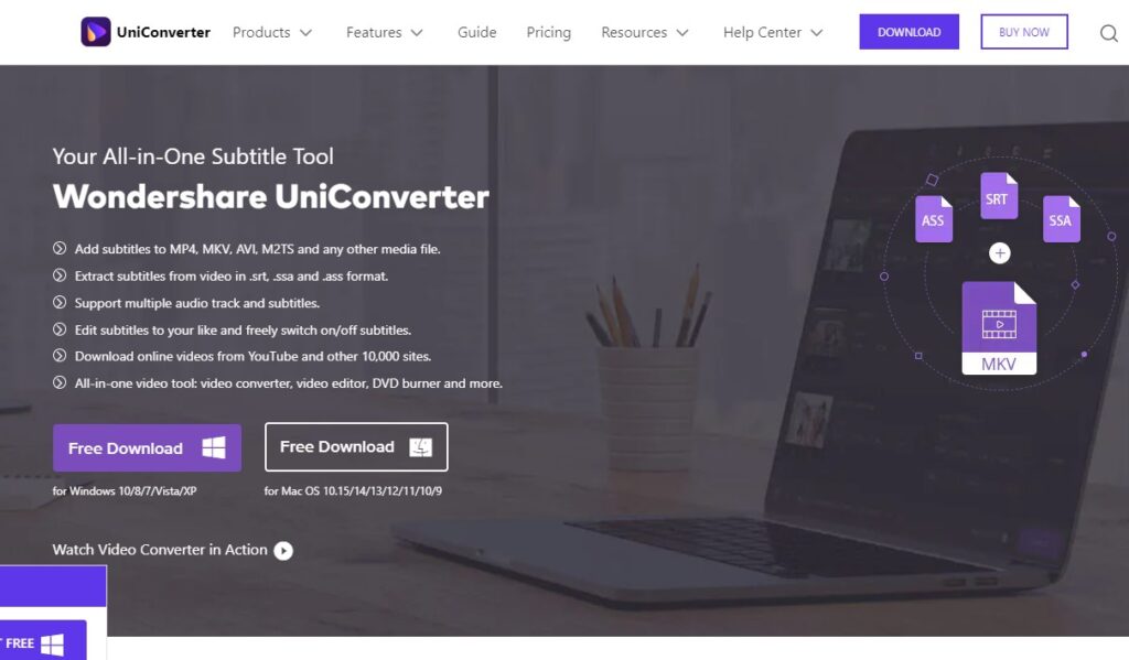 Wondershare Uniconverter Subtitle Sync Software 